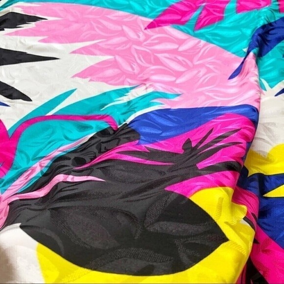 Vintage 80s Leamond Dean Silk Scarf Abstract Palm Print 43 Square - Picture 7 of 11